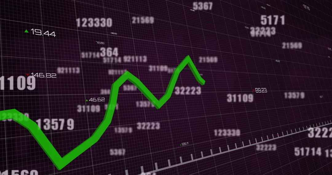 Dynamic Financial Data Graph Visualization on Black Background