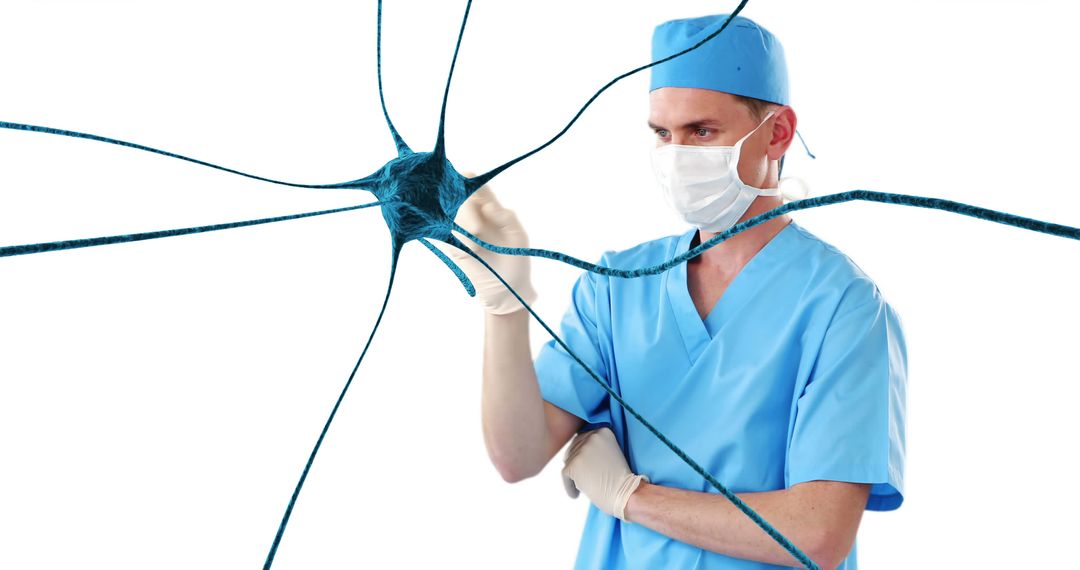 Surgeon Interacting with Neuron Visualization - Free Images, Stock Photos and Pictures on Pikwizard.com