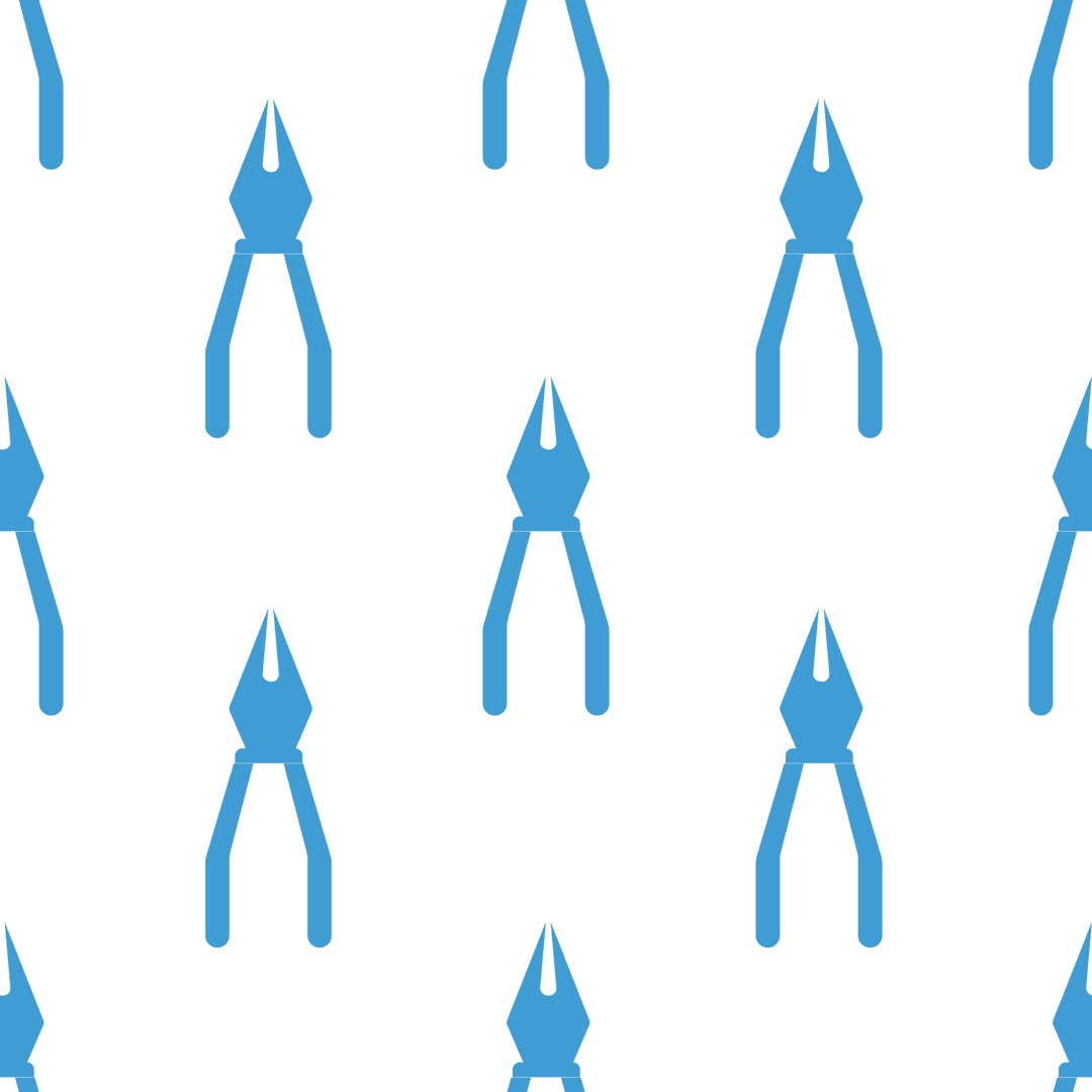Seamless Blue Pliers Pattern on Transparent Background