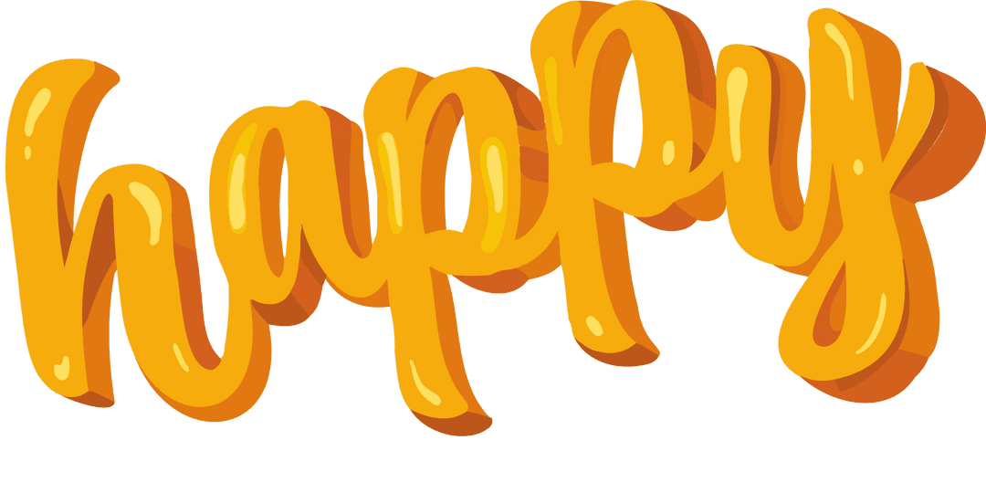 Glossy 3D Happy Text on Transparent Background for Celebrations