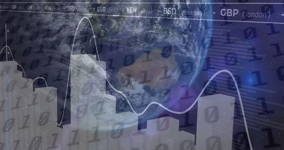 Global Economy Visualization with Conceptual Financial Data Overlay
