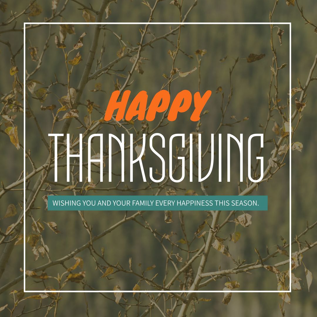 Thanksgiving Greeting Card with Autumnal Branches