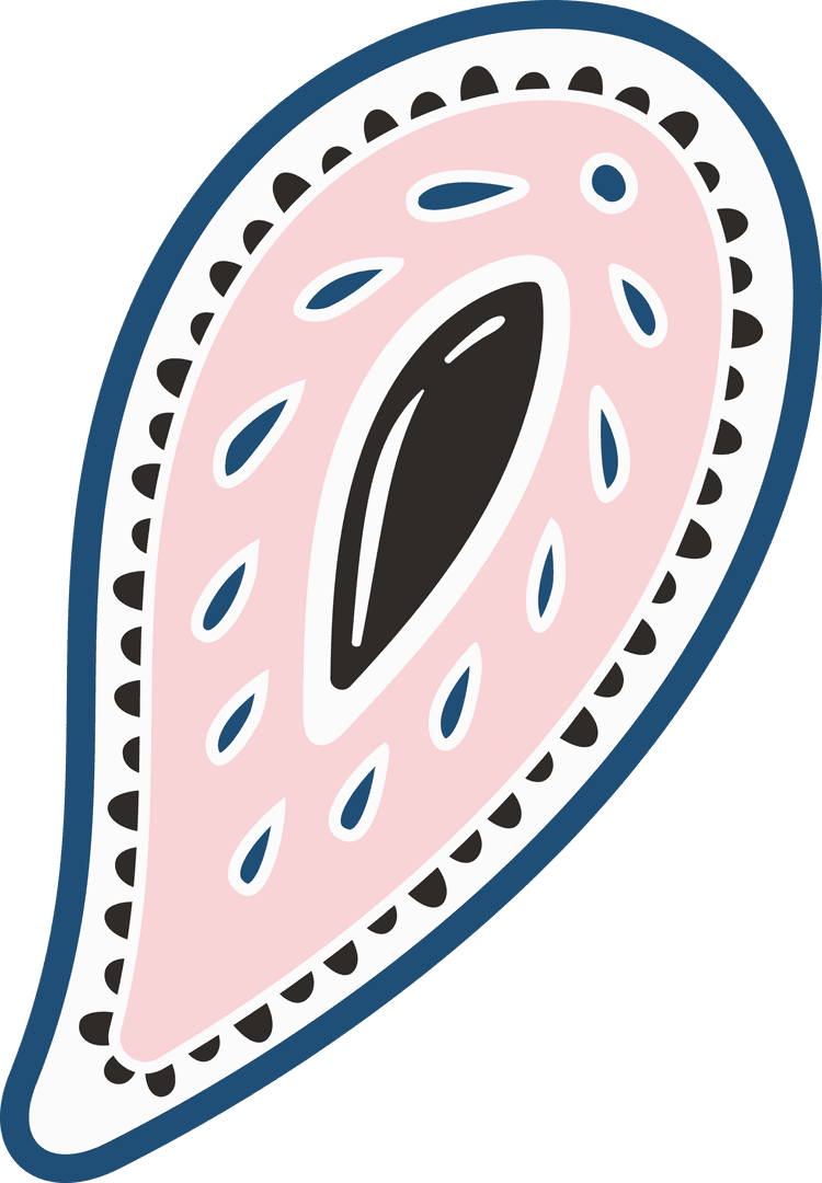 Colorful Paisley Pattern on Transparent Background