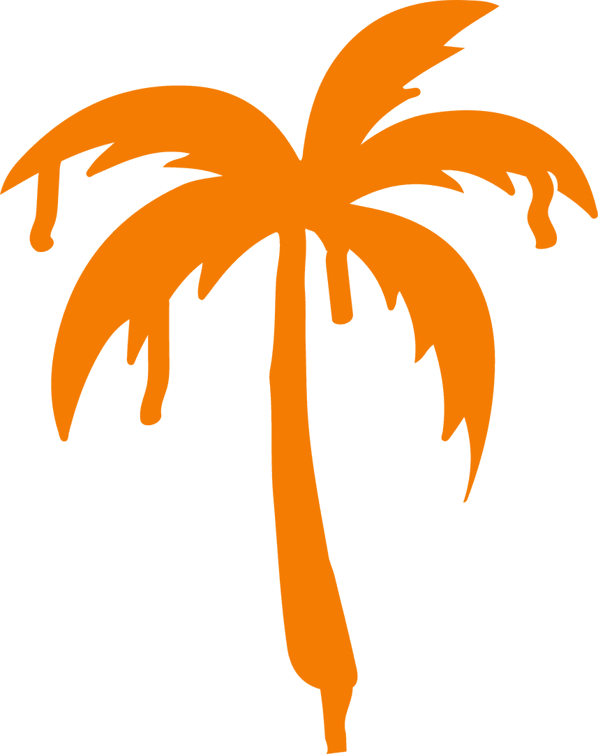 Vector Graphic Orange Palm Tree Drawing on Transparent Background