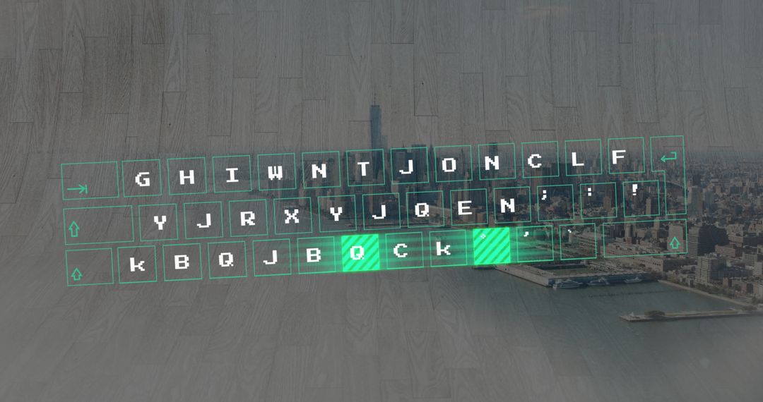 Futuristic Interface Floating Over Cityscape by Harbor