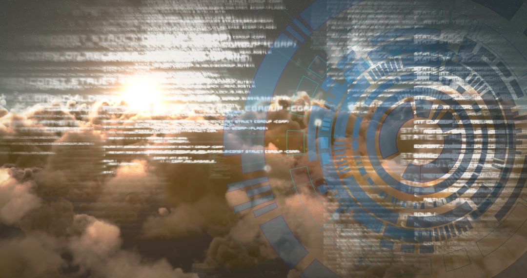 Digital Interface Concept with Data Streams Over Clouds - Free Images, Stock Photos and Pictures on Pikwizard.com