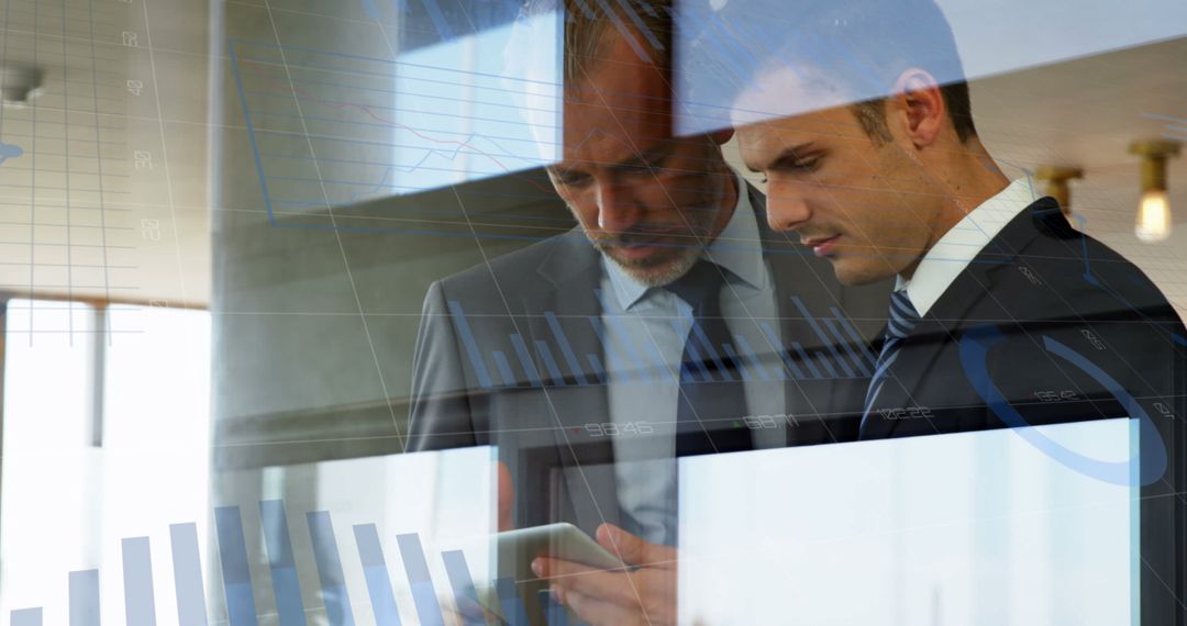 Business Professionals Analyzing Financial Data Using Tablet