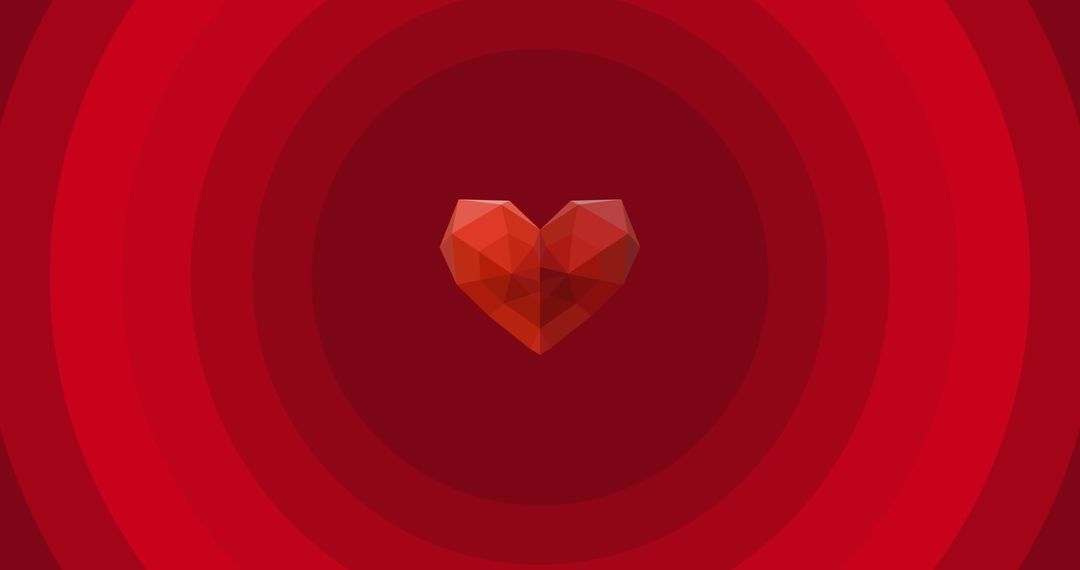 Geometric Heart with Red Gradient Background Design