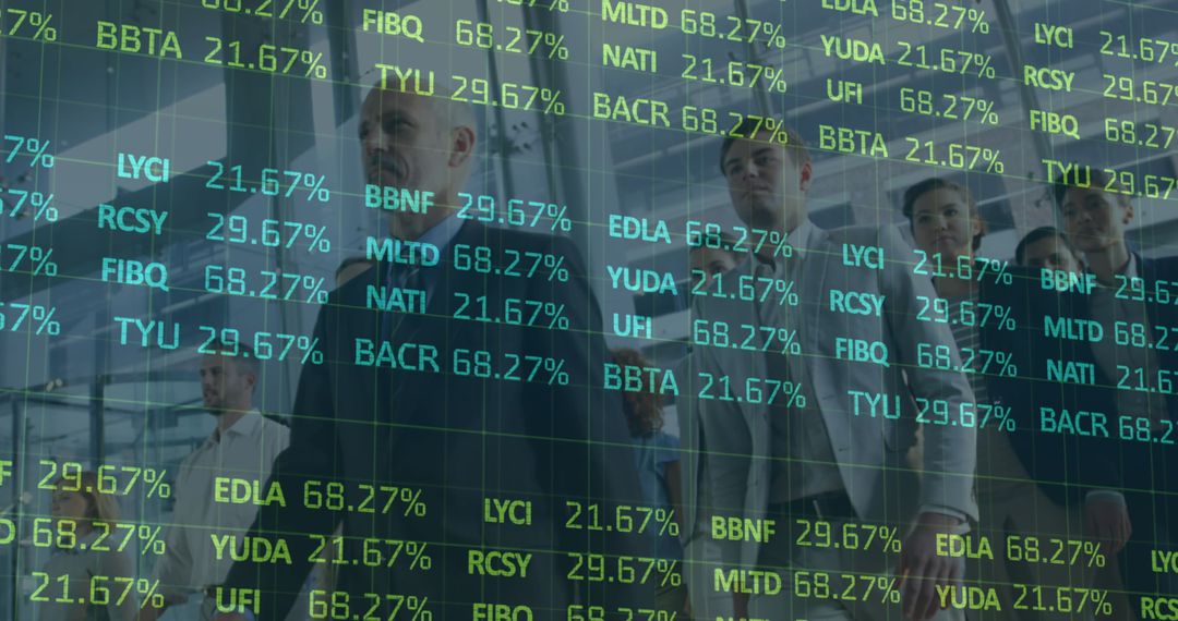 Business Team Analyzing Digital Financial Data Display