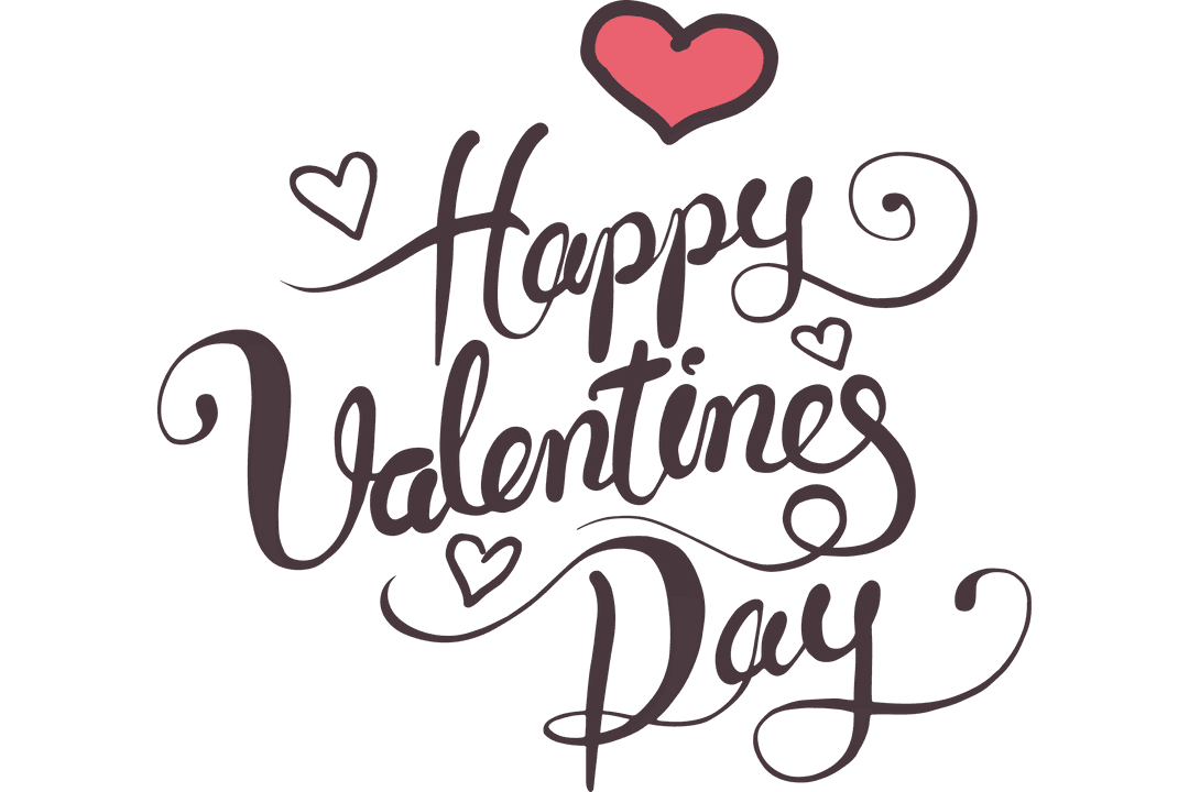 Romantic Happy Valentine's Day Lettering Vector on Transparent Background