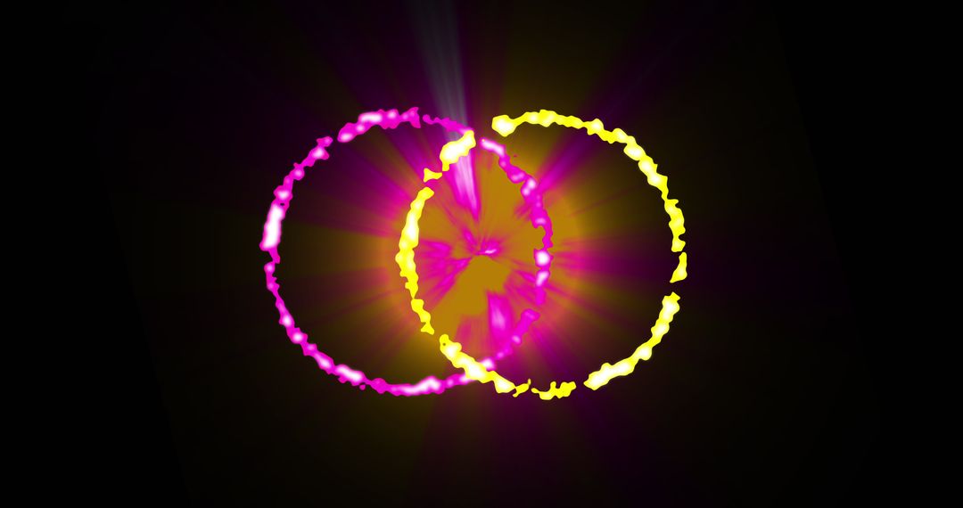 Glowing Yellow and Pink Circles on Dark Background