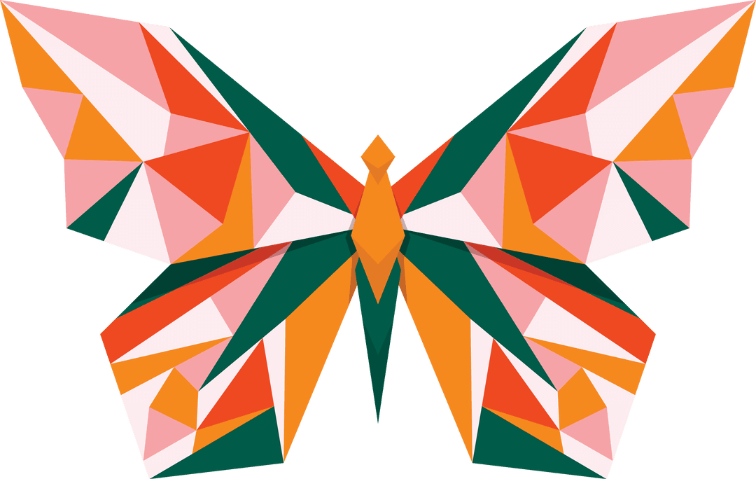 Abstract Polygonal Butterfly Art on Transparent Display