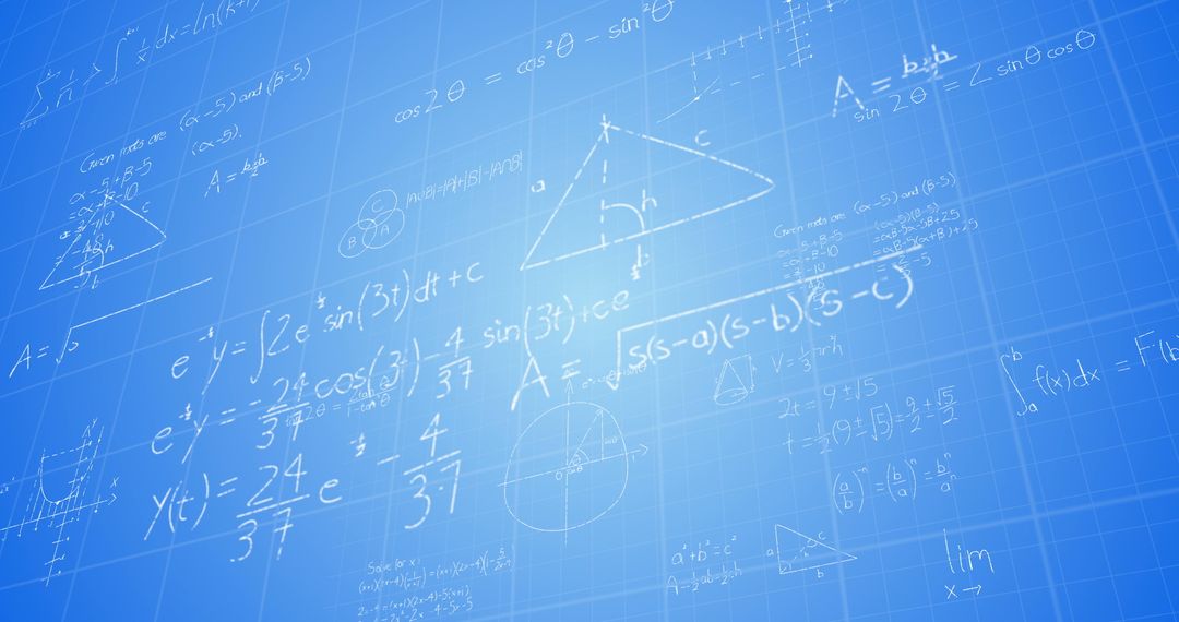 Mathematical Formulas on Blue Background
