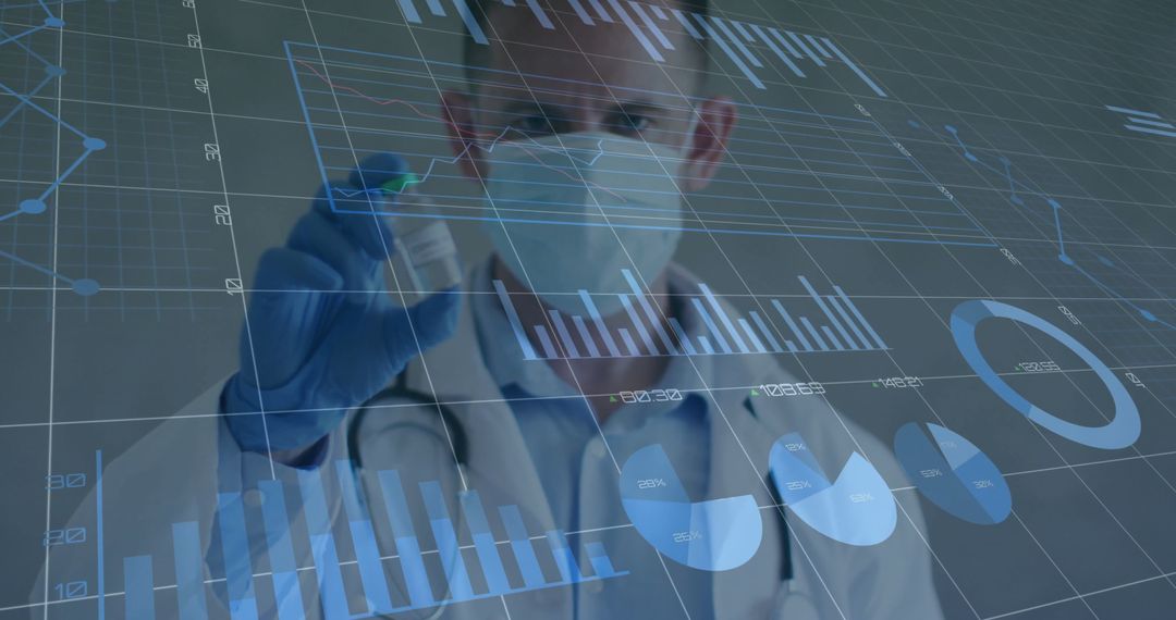 Doctor Analyzing Data in High-Tech Laboratory Environment