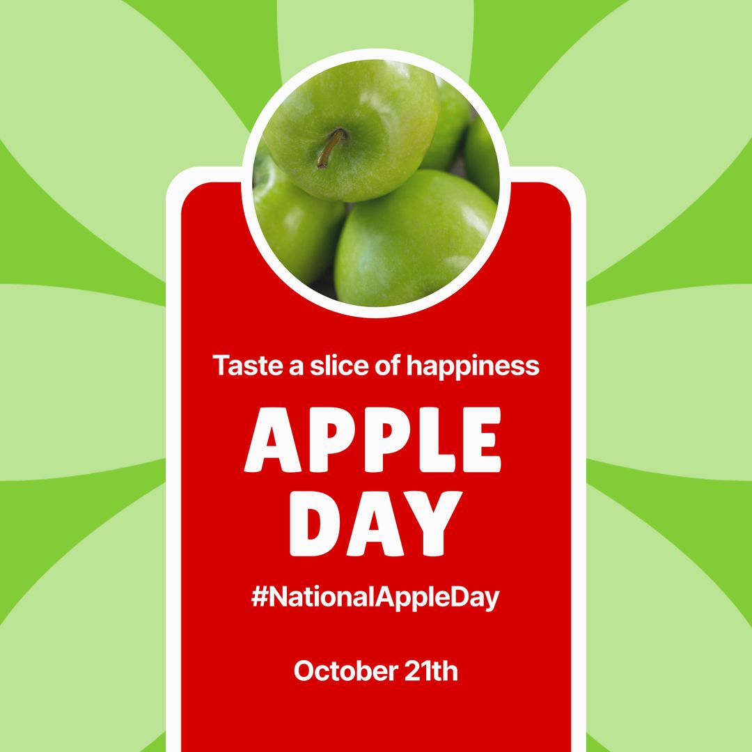 National Apple Day Poster with Granny Smith Apples and Green Background - Download Free Stock Templates Pikwizard.com