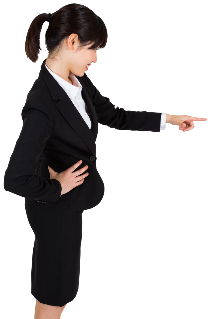 Asian Businesswoman Pointing Right Transparent Background Office - Download Free Stock Images Pikwizard.com