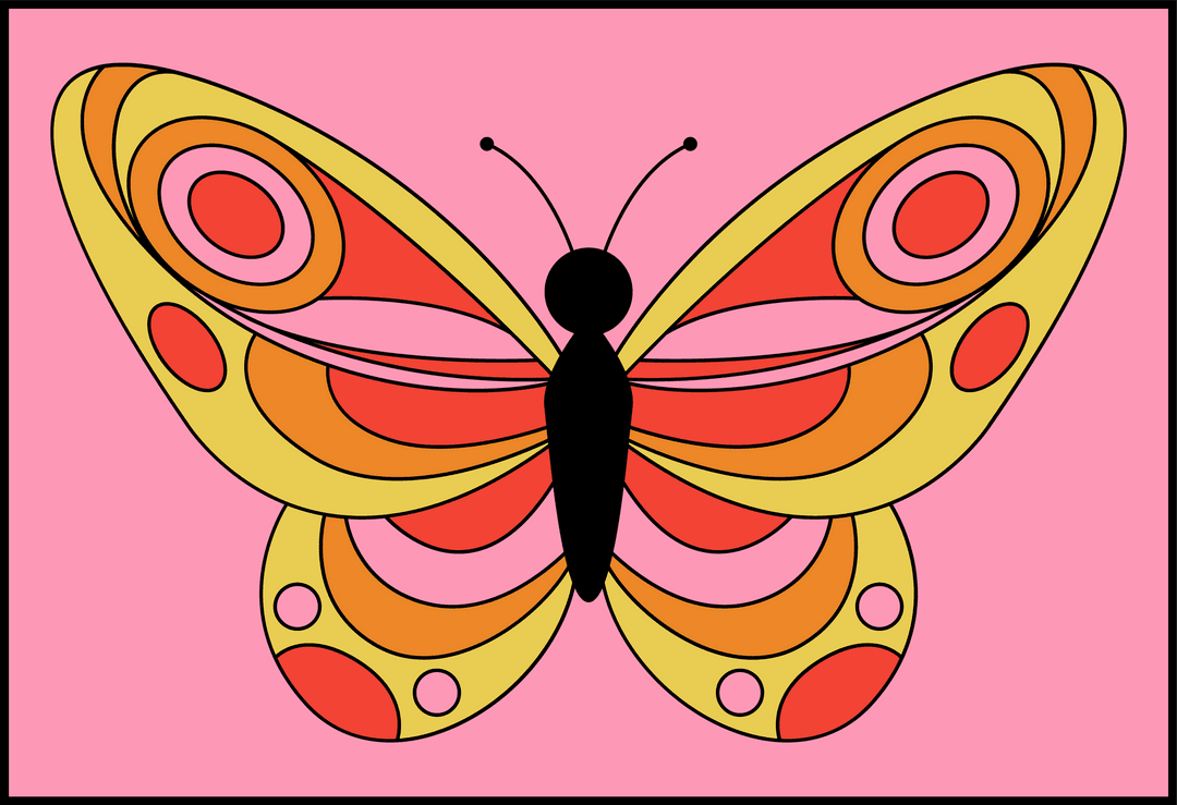 Vibrant Transparent Butterfly Illustration on Pink