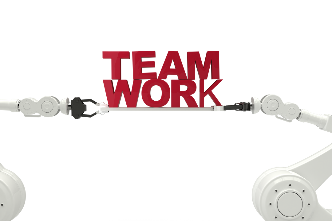 Transparent Robotic Arms Holding Teamwork Text for Collaboration Theme - Download Free Stock Images Pikwizard.com