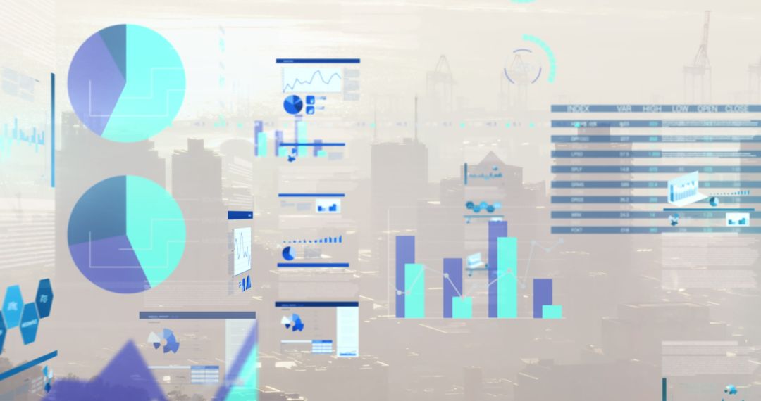 Financial Data Visualizations in Urban Cityscape