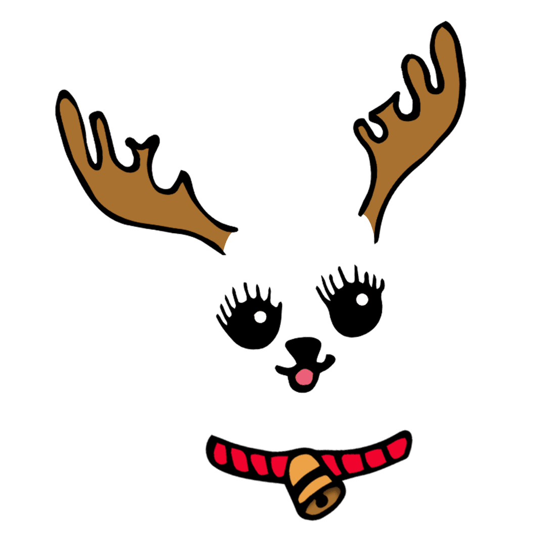 Cute Cartoon Reindeer Illustration on Transparent Background
