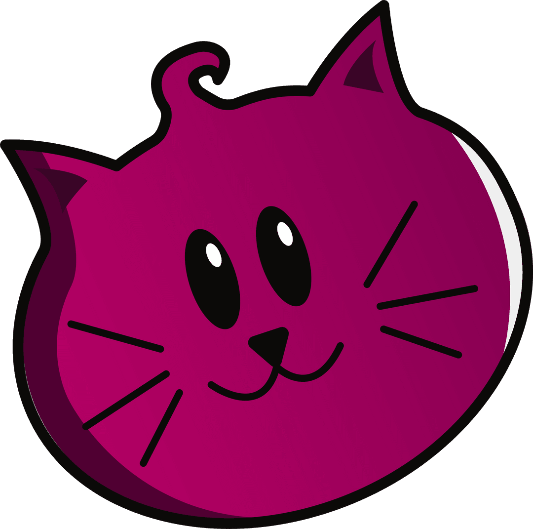Playful Fuchsia Cat Head with Transparent Background Design