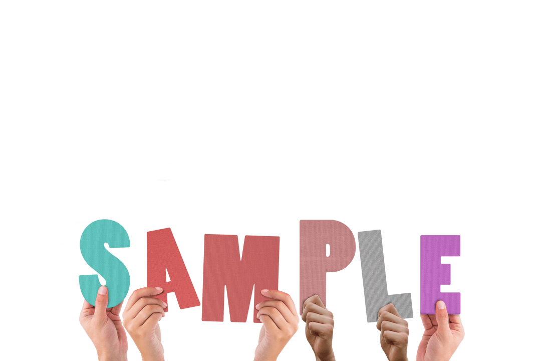 Transparent People Holding Colorful Sample Alphabet Letters