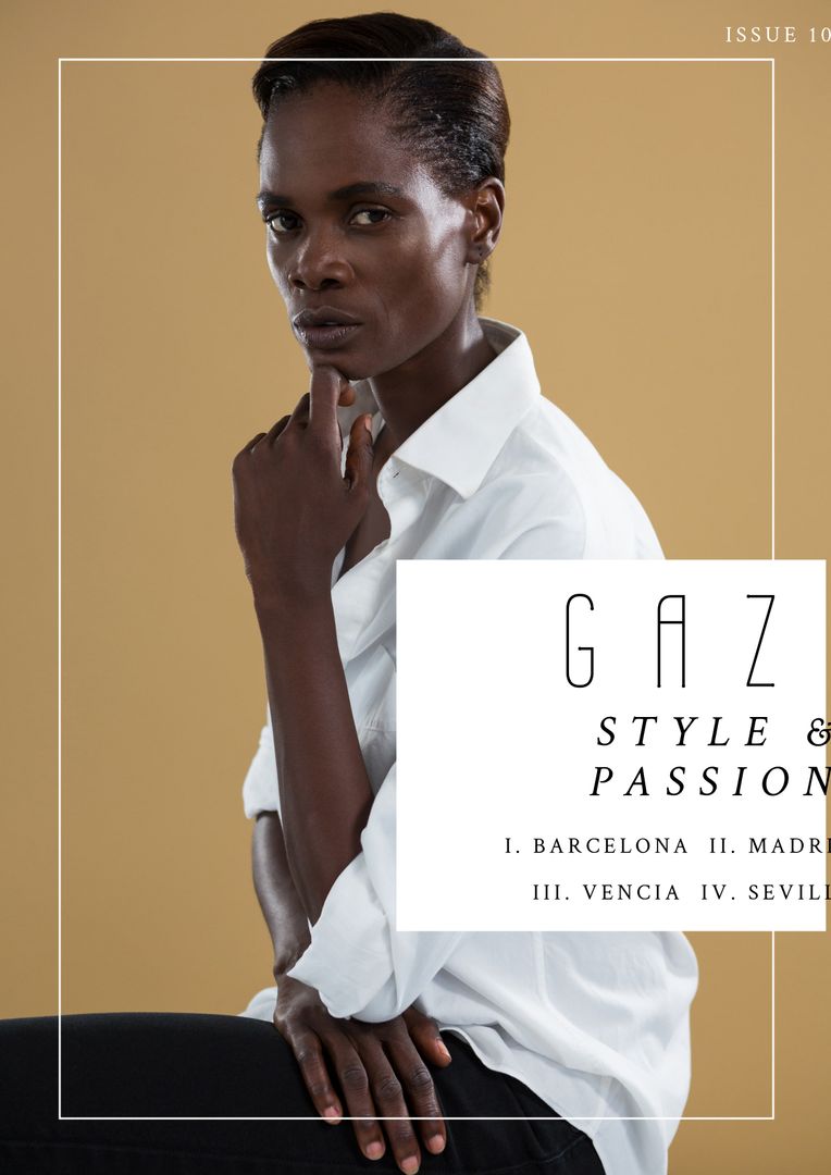 Elegant Woman in White Shirt Exudes Confidence and Sophistication