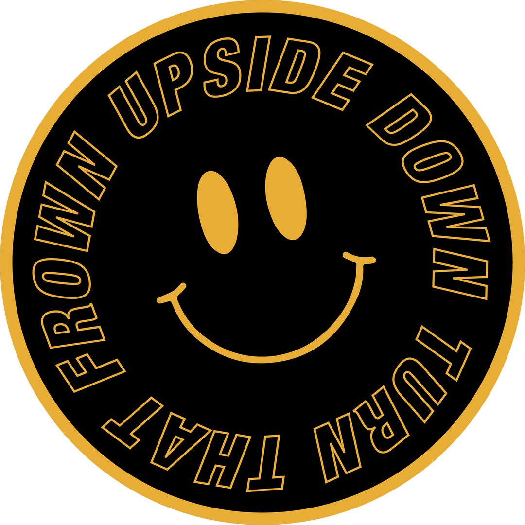 Retro Smiley Emblem on Transparent Background with Motivational Text