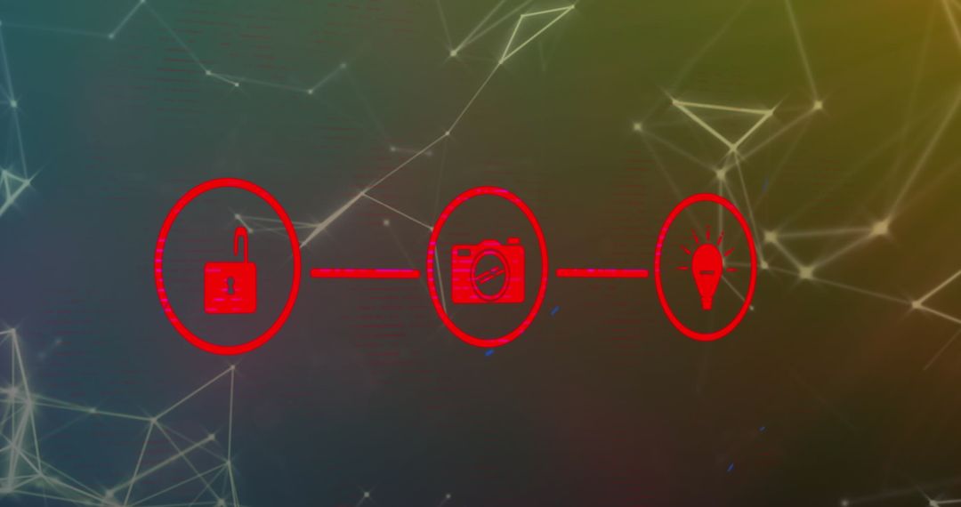 Abstract Network with Digital Icons in Gradient Background