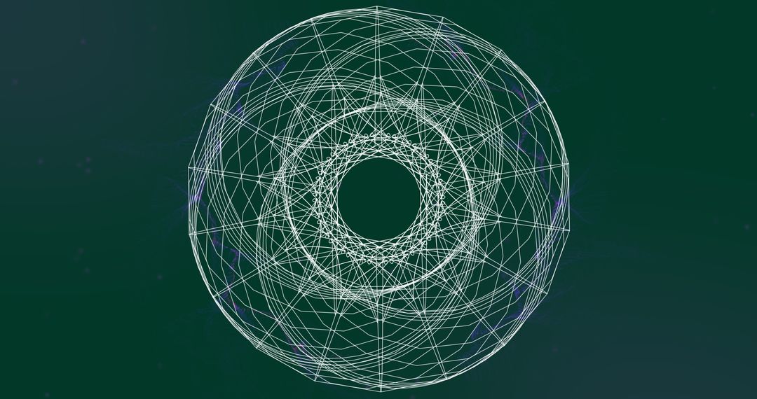Abstract Geometric Circular Web with Green Background