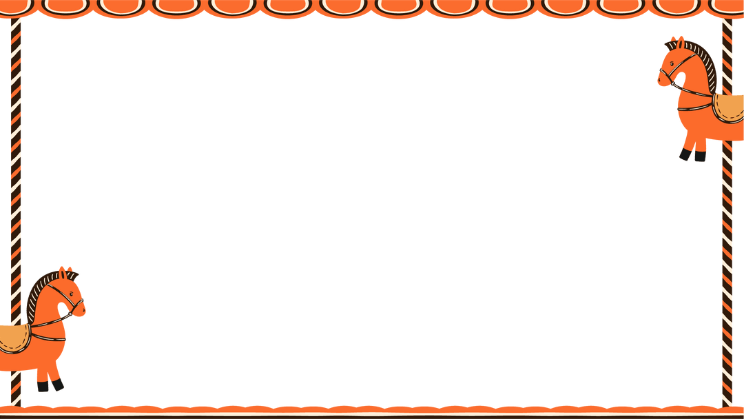 Vintage Carousel Frame with Horses on Transparent Background