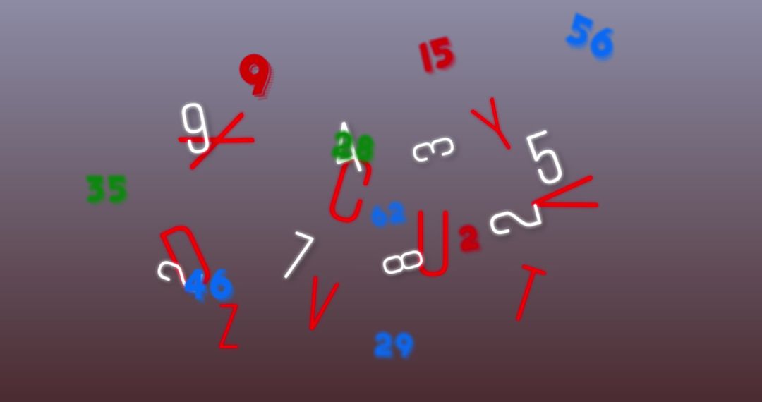 Abstract Numbers and Letters on Gradient Background