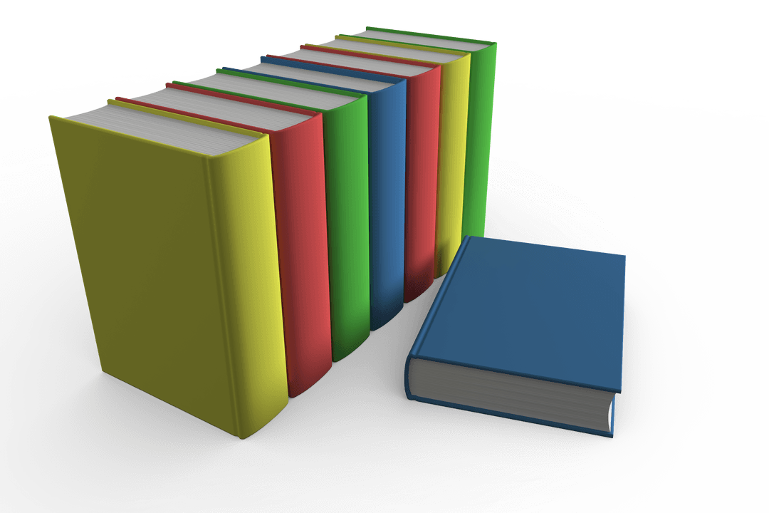 Colorful Books on Transparent Background for Educational and Reading Concepts