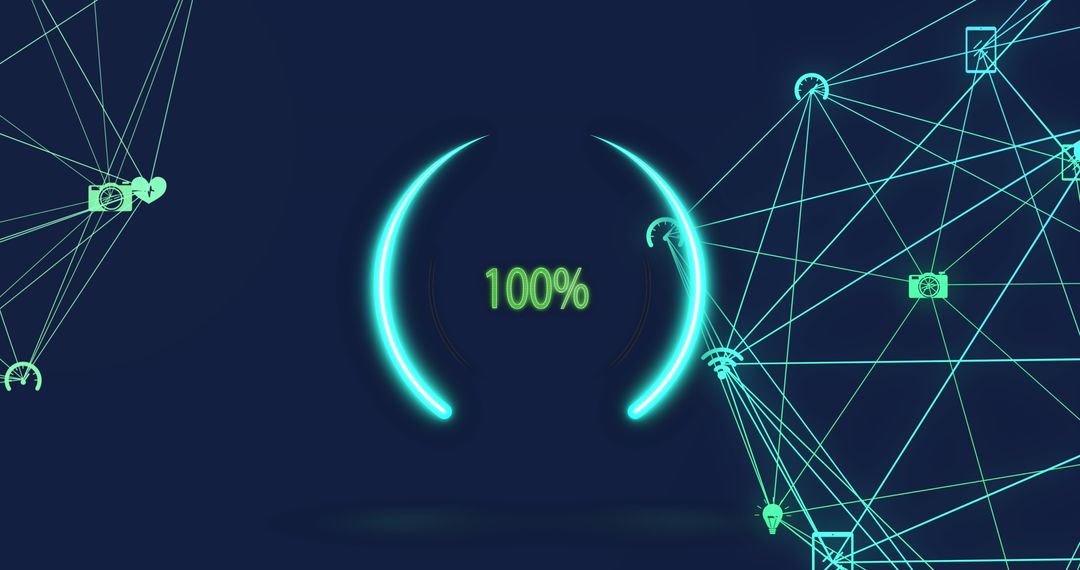 Digital Network Interface with Icons and Connections