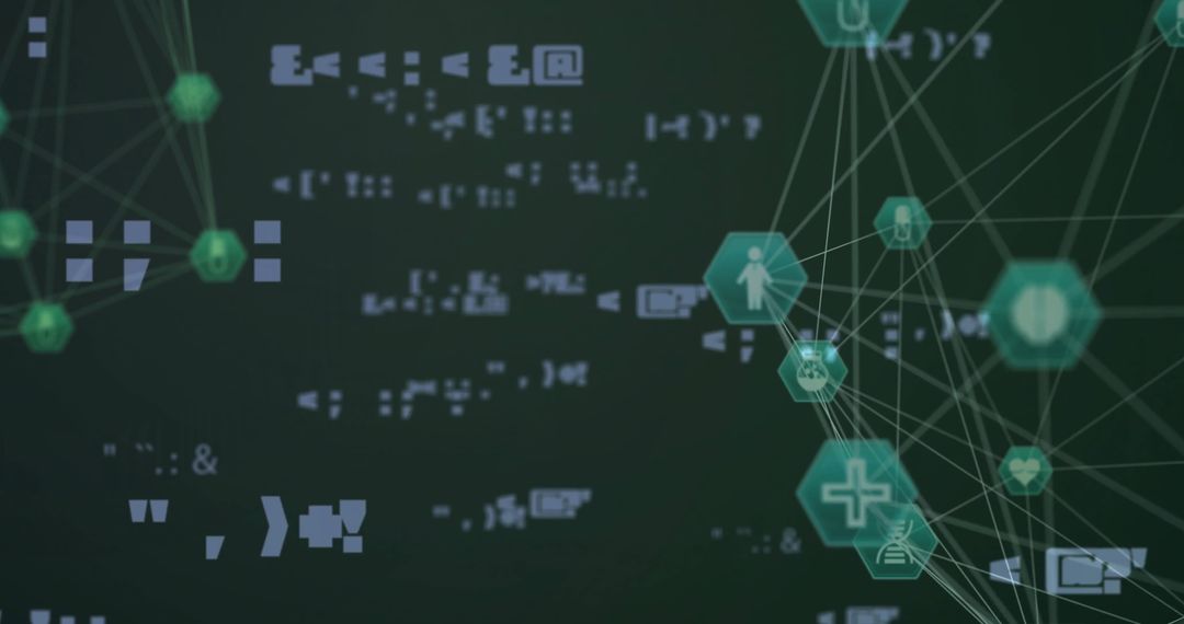 Digital Network Data Connections with Icons and Processing Interface