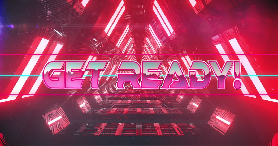 Neon Red Tunnel with Futuristic Get Ready Banner