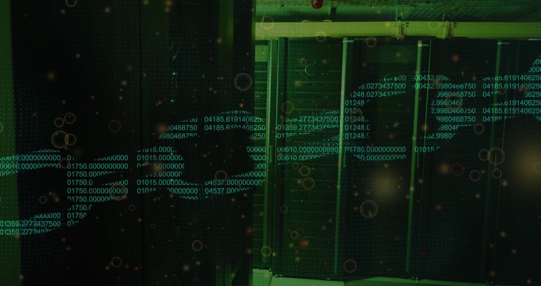 Digital Data Overlay on Modern Server Room Technology