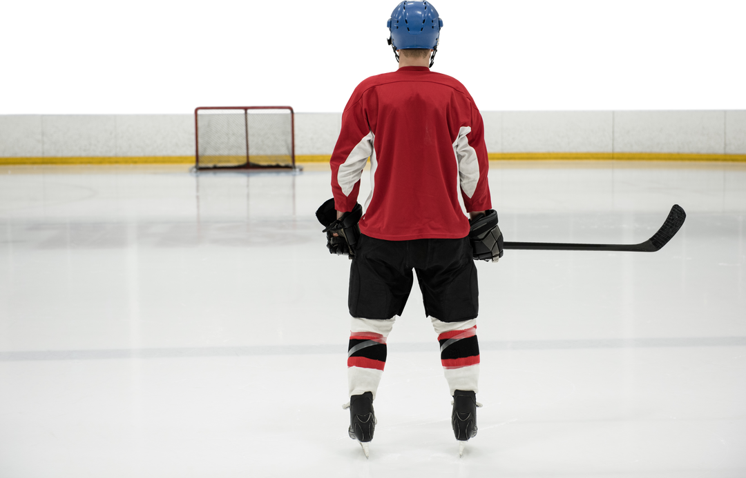 Rear View Transparent Full Length Ice Hockey Player Standing on Rink - Download Free Stock Images Pikwizard.com