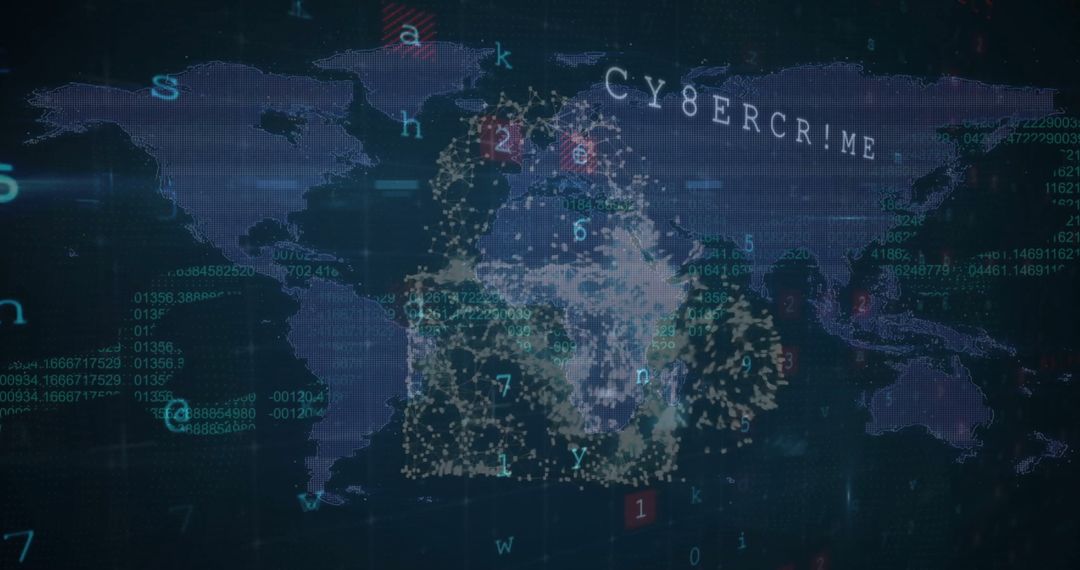 Cybersecurity Warning Digital Cloud on World Map