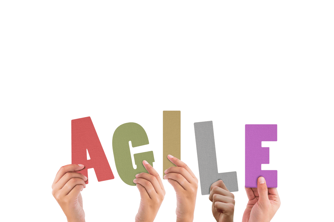 Colorful Agile Letters Held Up Against White Background Transparent