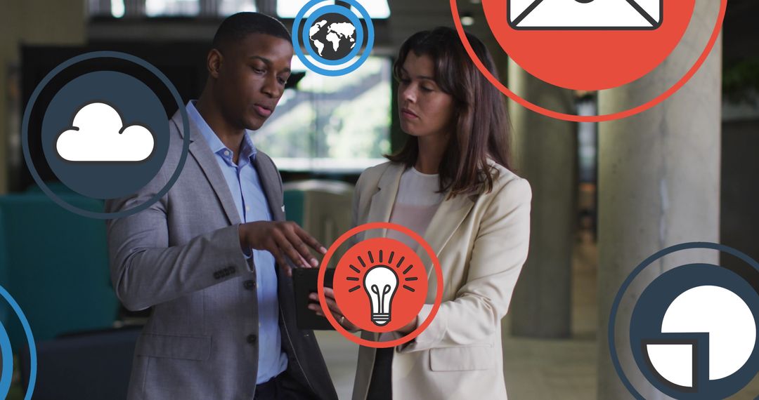 Diverse Business Team Using Digital Interface in Modern Office