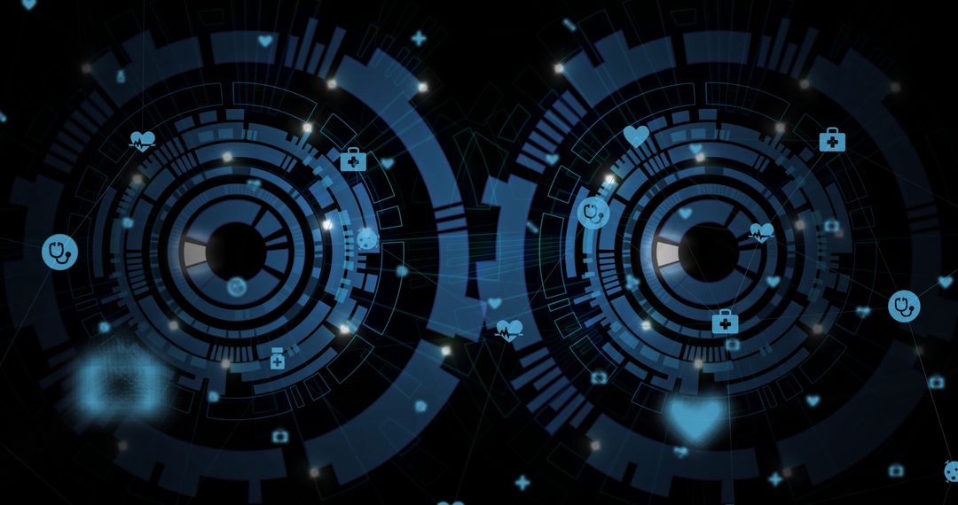 Futuristic Medical Interface with Holographic HUD Panels