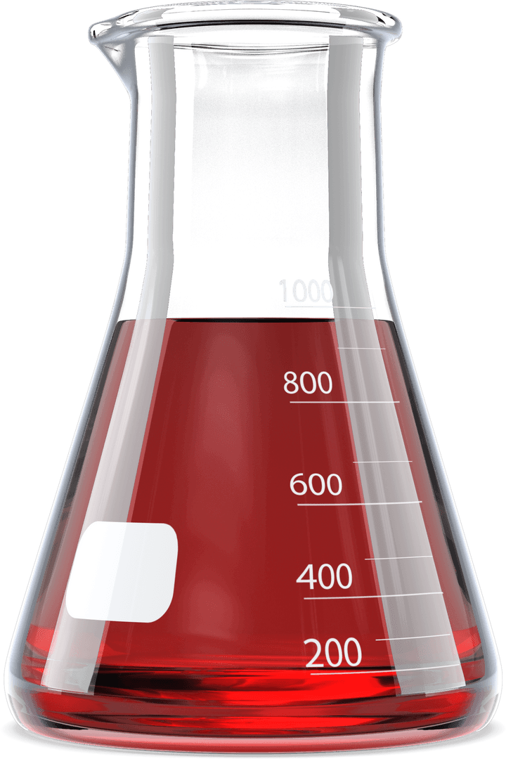 Transparent Flask with Red Liquid Illustrating Chemical Research