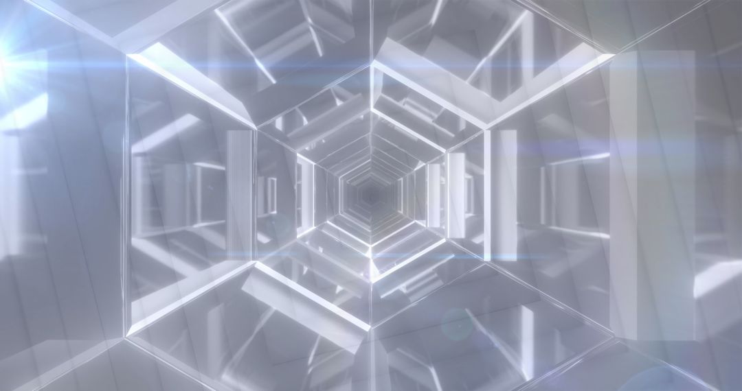 Futuristic Digital Tunnel with Geometric Squares