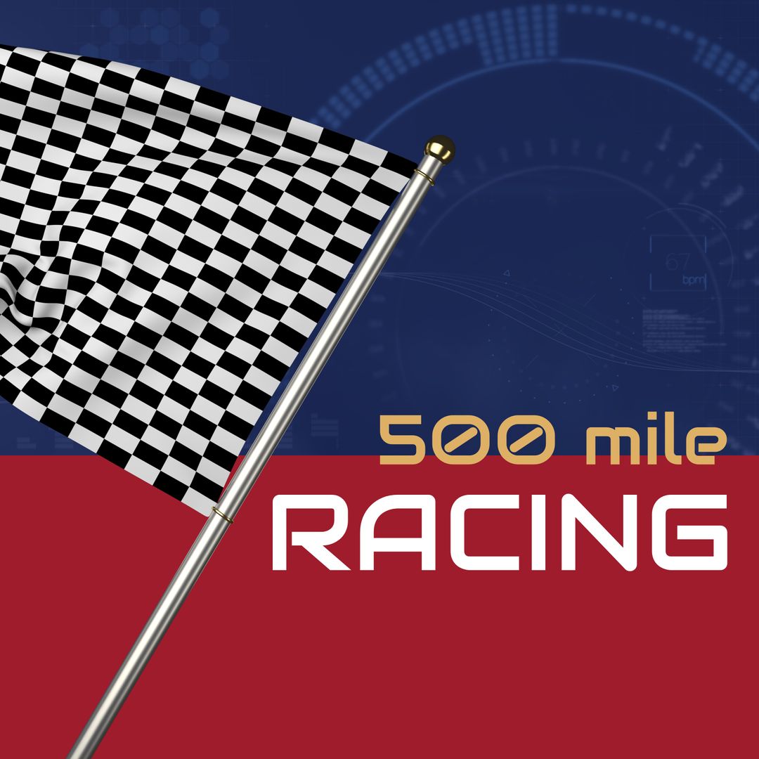 500 Mile Racing Event Banner with Checkered Flag
