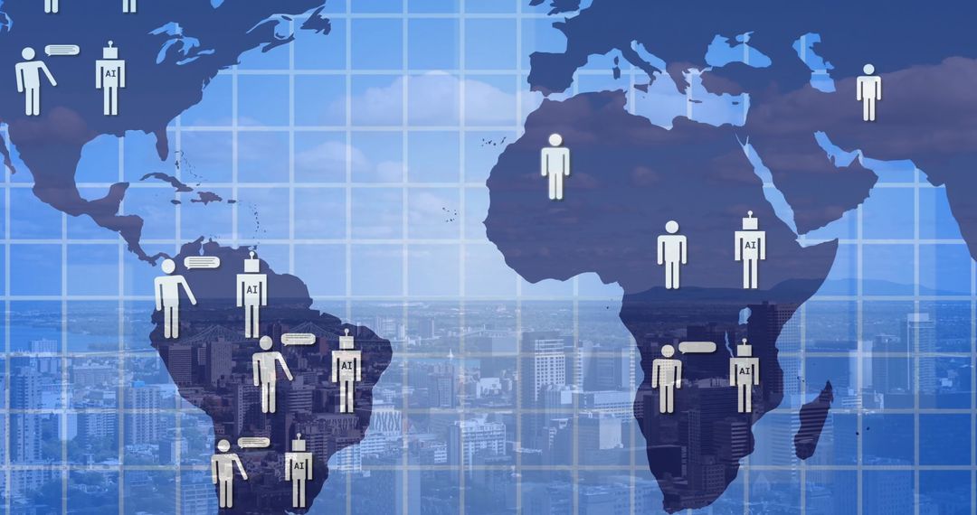 Global Network Technology Over Cityscape