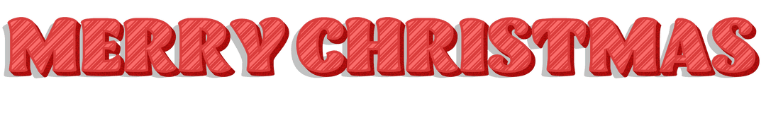 Red Striped Merry Christmas Text on Transparent Background
