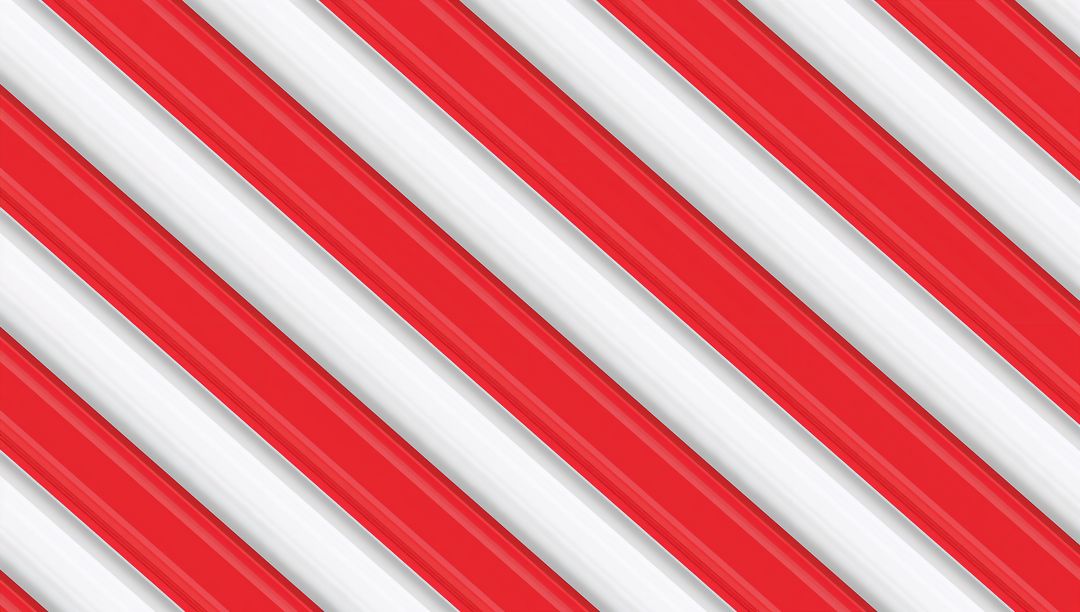 Diagonal red and white glossy stripes featuring beveled metallic texture for modern design