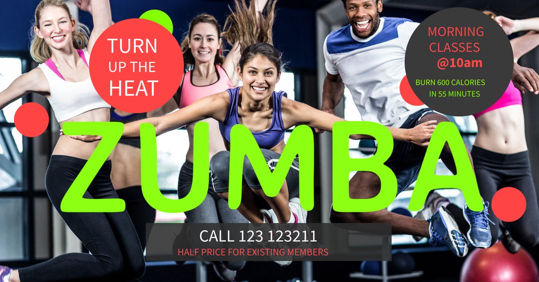 Energetic Group Celebrating Zumba Fitness Class Together