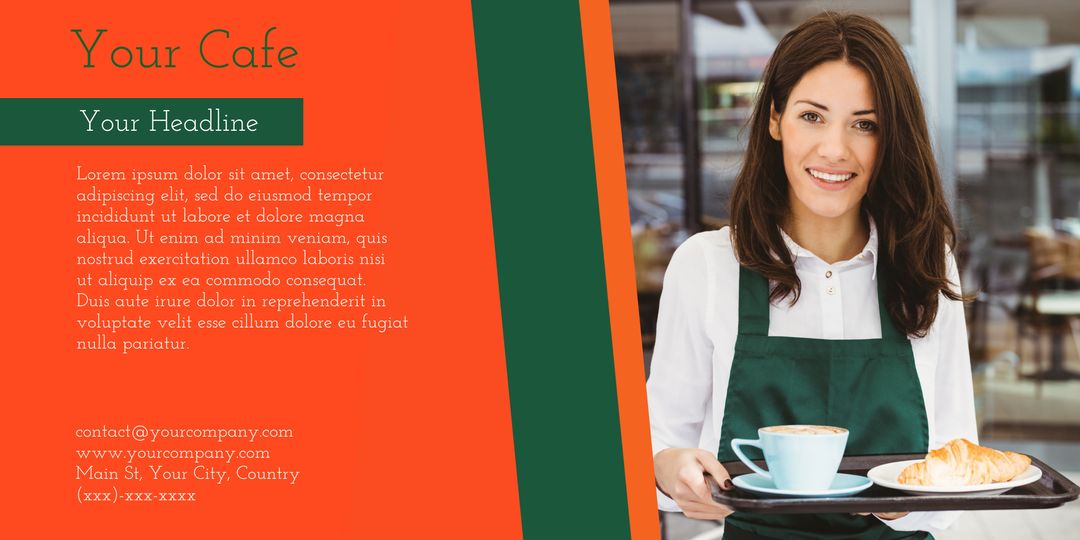 Smiling Barista Serving Coffee and Pastries in Cafe Setting